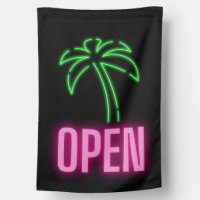 Neon Green Open Store Sign Outdoor Flag