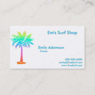 neon palm tree tropical summer bright colorful fun business card