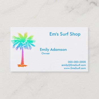 Neon Palm Tree Tropical Summer Bright Colorful Fun Business Card by Littoral at Zazzle