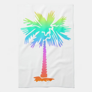 neon palm tree tropical summer colorful kitchen towel