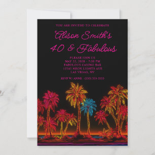 Neon Palm Trees 40 & Fabulous Invitation