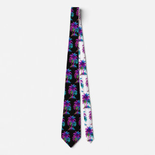 Neon Palm Trees  Neck Tie