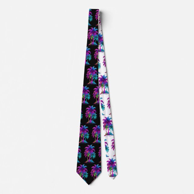 Neon Palm Trees  Neck Tie (Front)
