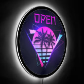 Neon Palm Trees Open LED Sign (Angle)