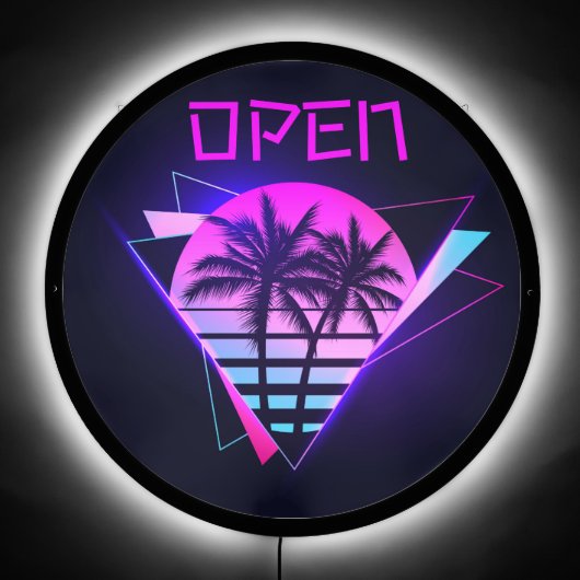 Neon Palm Trees Open LED Sign (Front)