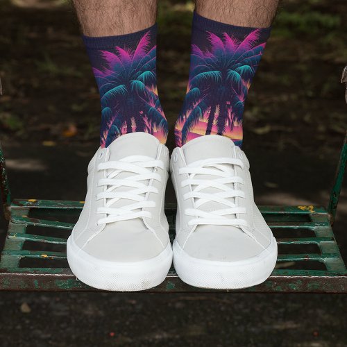 Neon Palm Trees  Socks