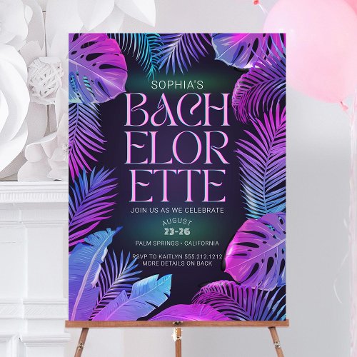 Neon Palm Tropical Bachelorette Party Foam Board