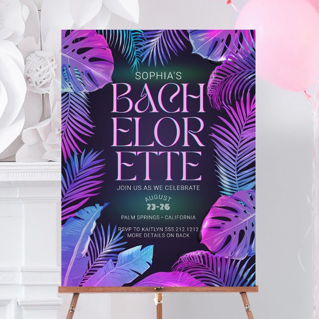 Neon Palm Tropical Bachelorette Party Foam Board (Creator Uploaded)