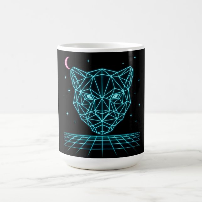 Neon Panther - Synthwave Dark Electric Coffee Mug (Center)