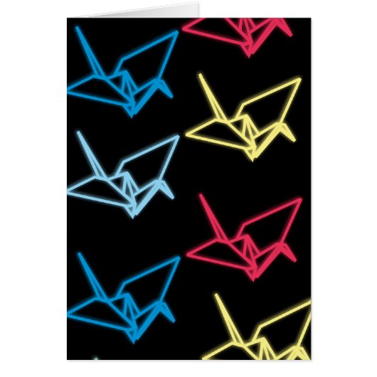 Neon Paper Cranes Cards (Front)