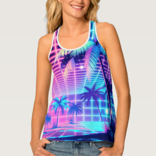 Neon Paradise Retrowave Dreamscape Tank Top