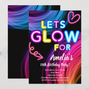 Neon Party Glow Birthday Invitation