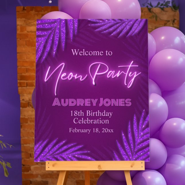 Neon Party - Glow - Purple Welcome Sign (Neon Party - Glow - Purple Welcome Sign)