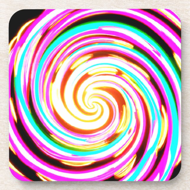 Neon Pattern Artwork  Beverage Coaster (Front)