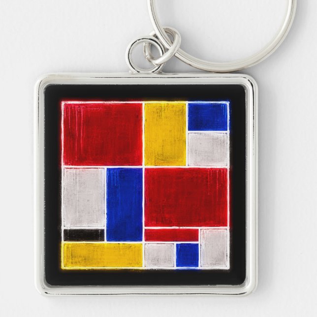 Neon Pattern Mondrian Keychain (Front)