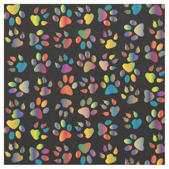 Neon Paw Print on Black Fabric (Close Up)