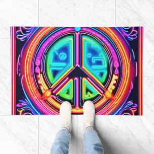 Neon Peace Mandala Doormat
