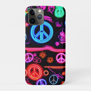 Neon Peace Symbol Patterns iPhone 11 Pro Case