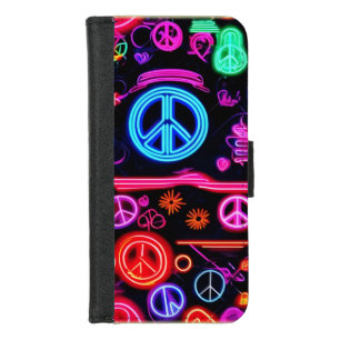Neon Peace Symbol Patterns iPhone 8/7 Wallet Case