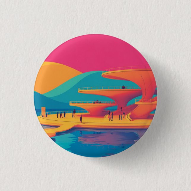 Neon Peak Waterfront Button (Front)