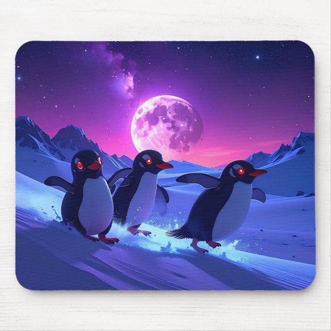 Neon Penguins Mouse Pad (Front)
