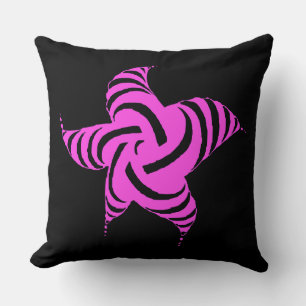 Neon Pentaspiral Magenta Zebra Vortex Throw Pillow