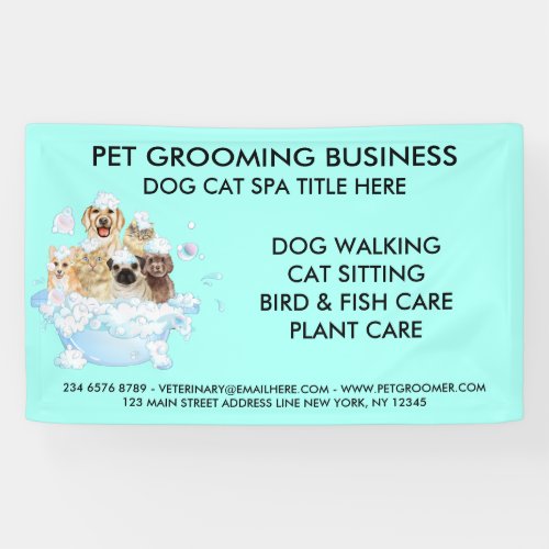 Neon Pet Grooming Sitting Dog Cat Spa Bathing Banner