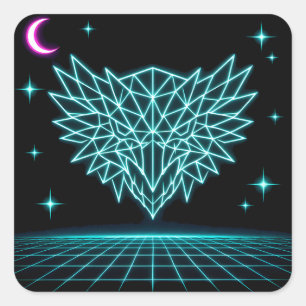 Neon Phoenix Synthwave - Retro Fire Rising Square Sticker