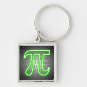 Neon Pi Day Sign Keychain