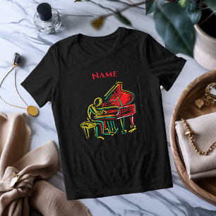 Neon Piano Line Art Vibrant Musical T-Shirt Tri-Blend Shirt