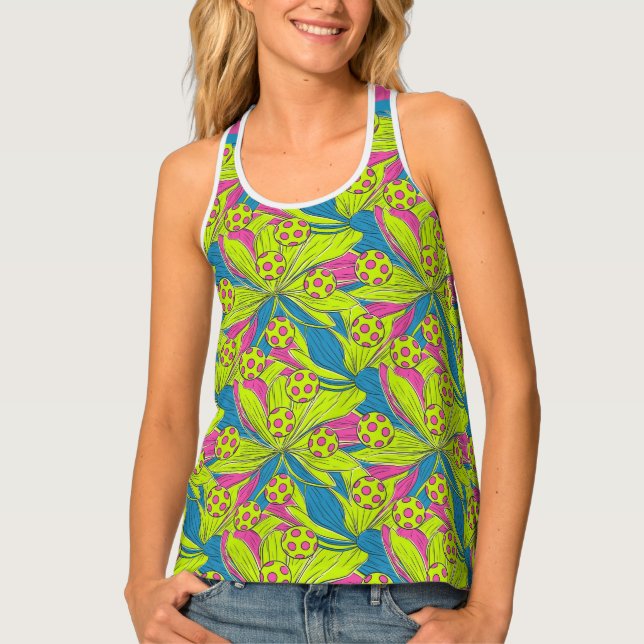 Neon Pickleball Jungle Tank Top (Front)