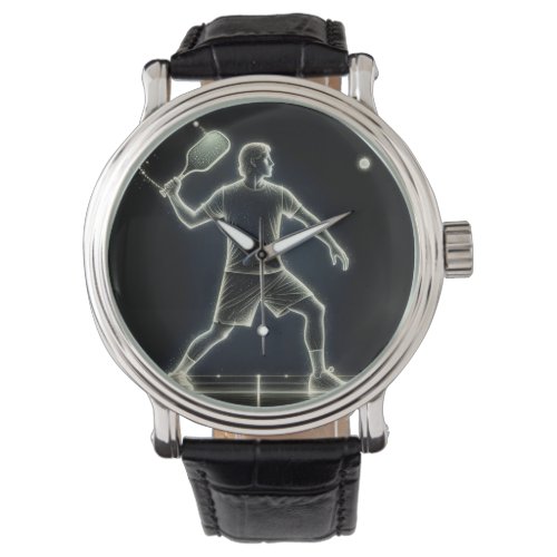 Neon Pickleball Player With Paddle Watch