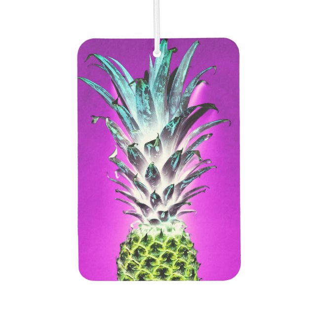 Neon pineapple colorful tropical fruit Hawaiian Air Freshener (Front)