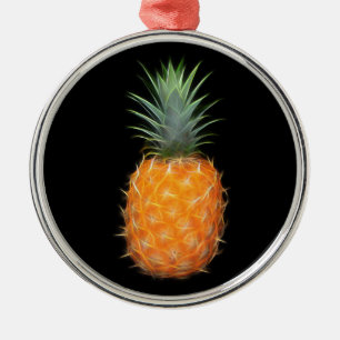 Neon Pineapple Glowing Fruit Art  Metal Ornament
