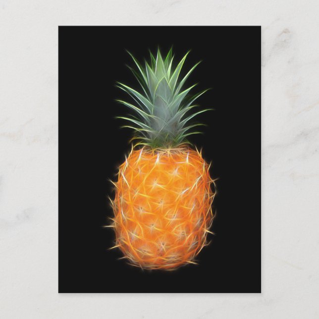Neon Pineapple Glowing Fruit Art  Postcard (Front)