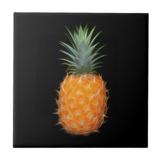 Neon Pineapple Glowing Fruit Art  Tile