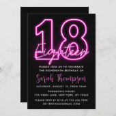Neon Pink 18th Birthday Invitation (Front/Back)