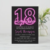 Neon Pink 18th Birthday Invitation (Standing Front)