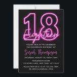 Neon Pink 18th Birthday Invitation<br><div class="desc">Design features Pink Neon graphics on Front side. Perfect for Girls.</div>
