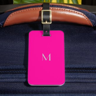 neon pink - add monogram luggage tag
