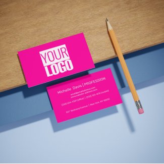neon pink - add your  logo business card