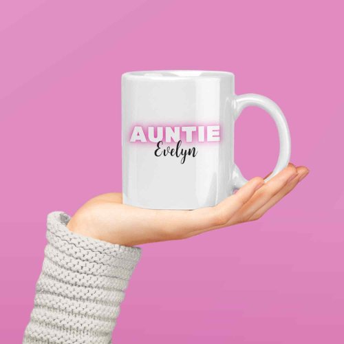 Neon Pink Aesthetic Personalized Auntie Y2K Design Coffee Mug