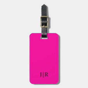 Neon pink And Black I Modern Monogram Luggage Tag