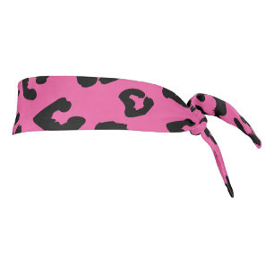 Neon pink and black leopard animal print headband