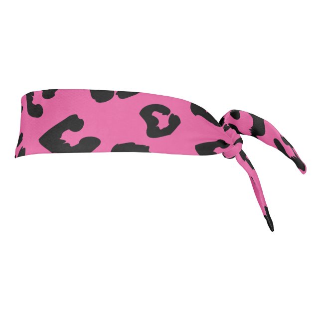 Neon pink and black leopard animal print headband (Rotate 90)