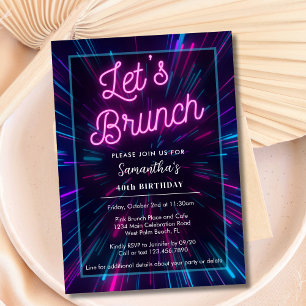 Neon Pink and Black Let's Brunch Any Event Party Invitation