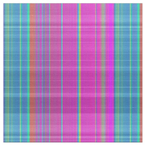 Neon Pink and Blue Plaid Fabric Pattern