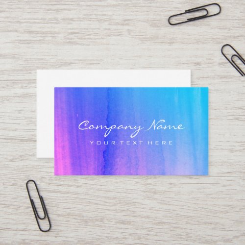 Neon pink and blue watercolor art business cards