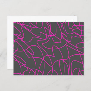 Neon Pink and Gray Line Art Postcard