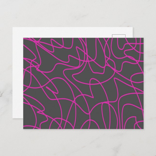 Neon Pink and Gray Line Art Postcard (Front/Back)